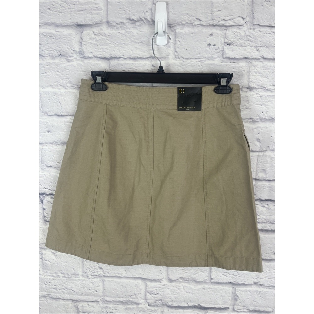 Banana Republic NWT Preppy Coastal Linen Blend Cargo Khaki Skirt Size 10 - Picture 5 of 8